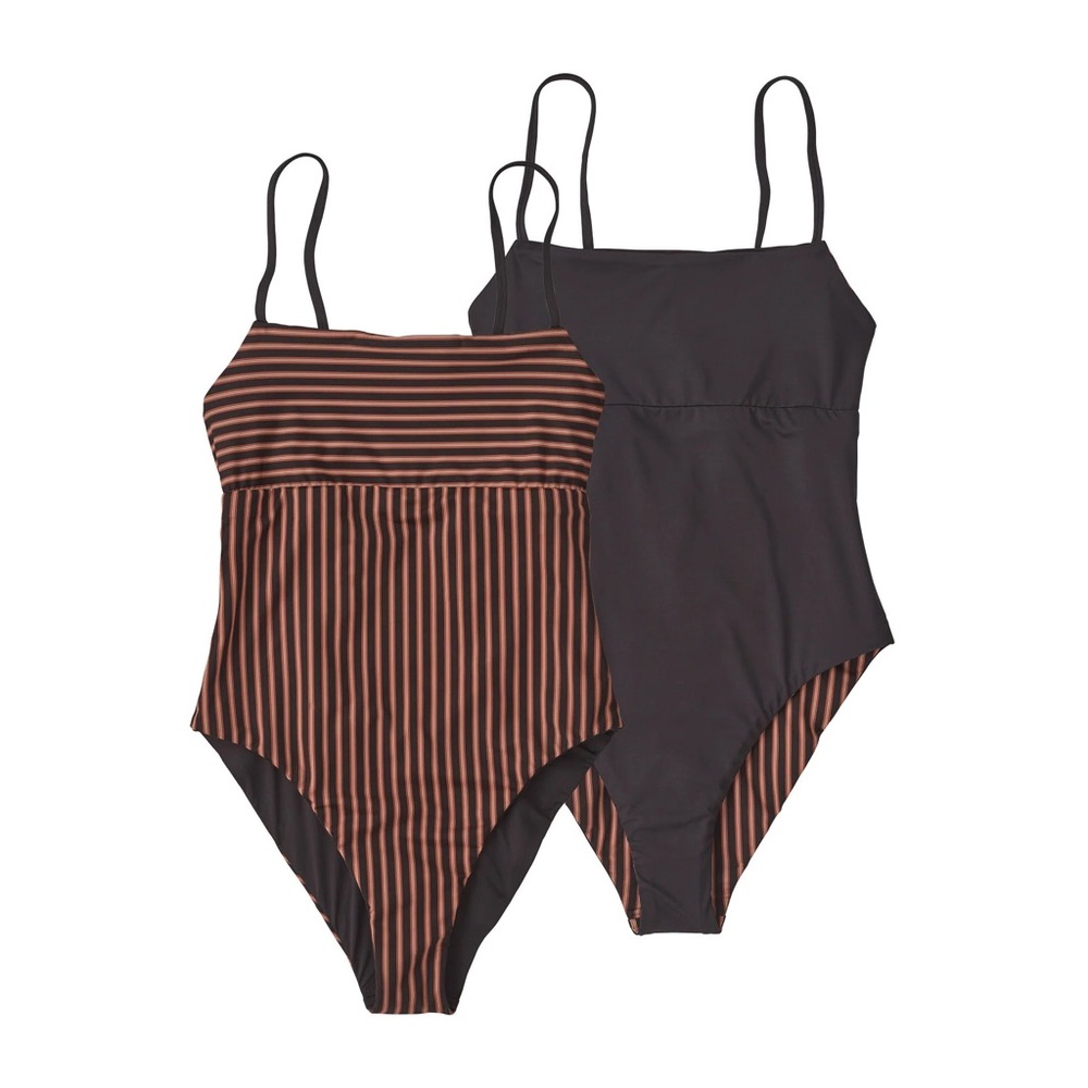 Striped Black and Orange Swimsuit